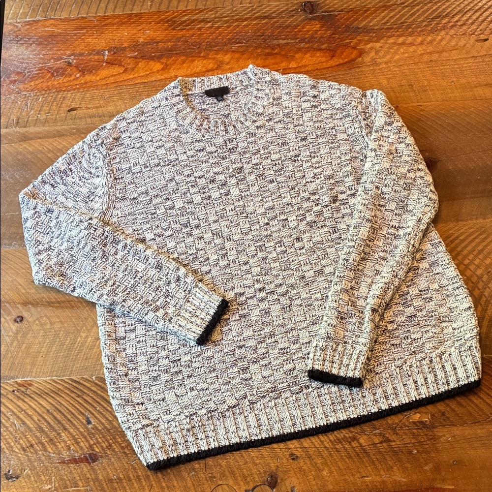TOPSHOP Black and White Textured Crewneck Sweater, size 10
